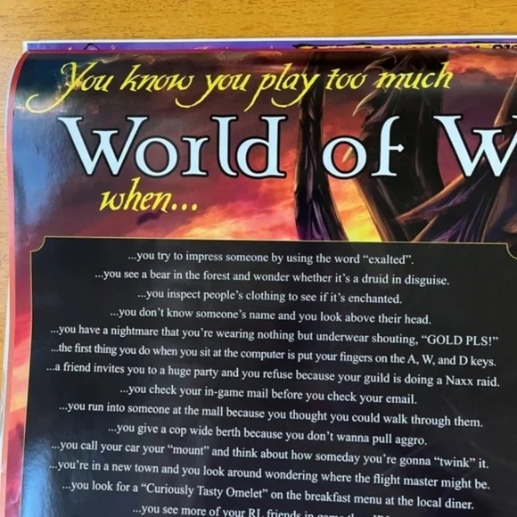 World of Warcraft Poster Sz 24x36 Large College Collection Wall Room Decor - Picture 5 of 7